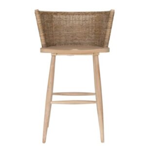 ruslly bar stool teak wood and rattan