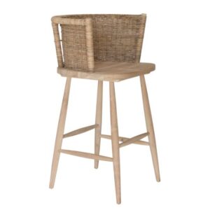 ruslly bar stool teak wood and rattan